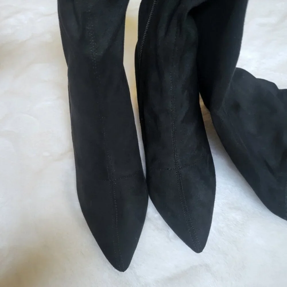 NWT New York & Company Faux Suede Tall Heeled Monia Boot - Picture 4 of 13